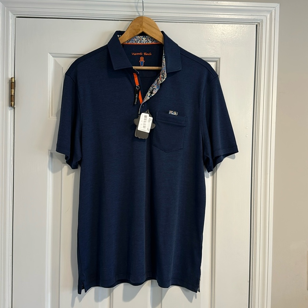 Visconti Black - Navy Blue Polo size Large - NWT
